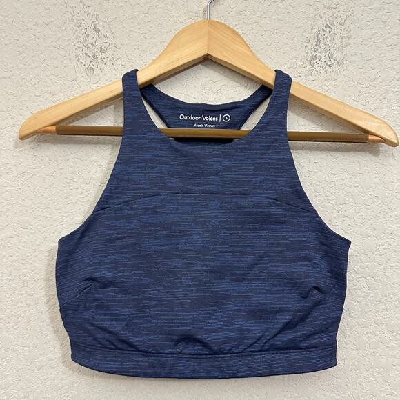 OUTDOOR VOICES TechSweat Crop Top Navy Blue Racerback Gym Activewear - Picture 1 of 6